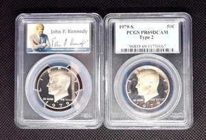 1979-S Prf Kennedy Half Dollar Type 2 PCGS PR69DCAM Set of (2) Labels Lot #3599 - Picture 1 of 2