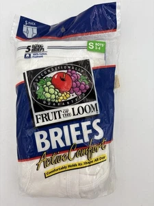 Vintage Fruit of the Loom 1999 White Briefs 5 Pack Size BOYS SMALL Blue Bands - Picture 1 of 4