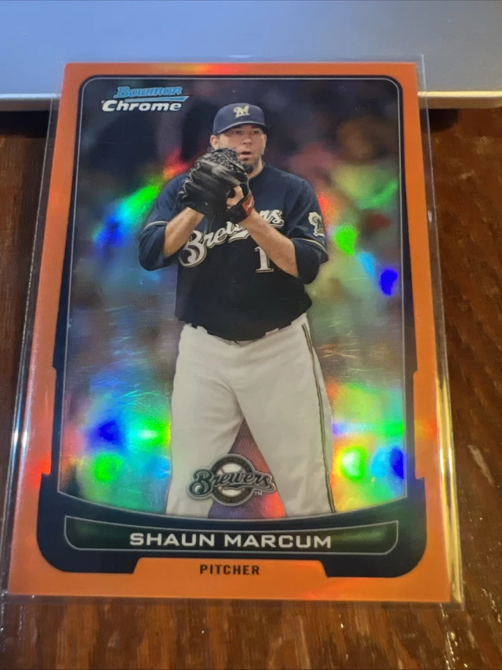 Shaun Marcum 2012 Bowman cromo naranja refractor #145 Milwaukee Brewers/25 Foto 1 de 4