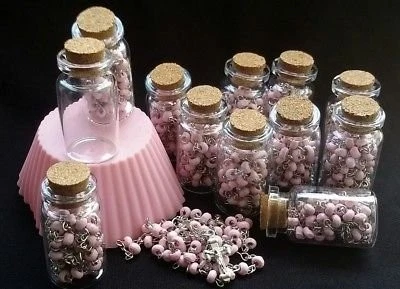 12 PIEZAS - Bautizo, Primera Comunión Botella Rosario Favor Rosa Recuerdos Para Primer Foto 1 de 4