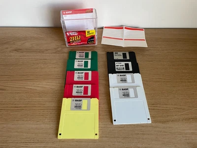 9 x 3.5” Floppy Disks 2HD (BASF / TDK / 3M) with Labels and Storage Box - Image 1 of 4