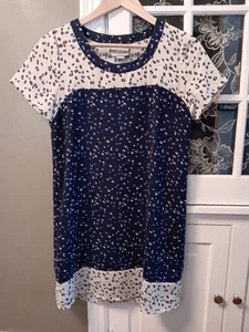 Anthropologie Maeve Kleid blau/creme Blumen Polyester gefüttert Pulloverkleid Gr. XS - Bild 1 von 8