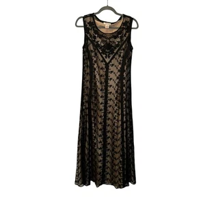 Sundance schwarz Spitze Lagenlook Tank Maxi Slip Kleid 2 Stück Damengröße 4 - Bild 1 von 7