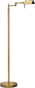 LED Floor Lamp for Reading & Crafts - 12W Dimmable, Brass, Swing Arm, Height Adj - Picture 1 of 12
