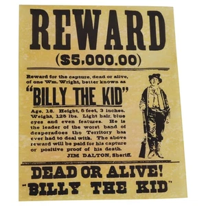 Billy The Kid Wanted Dead or Alive Gun Outlaw Poster Old West Bar/Pub Wall Decor - Picture 1 of 1