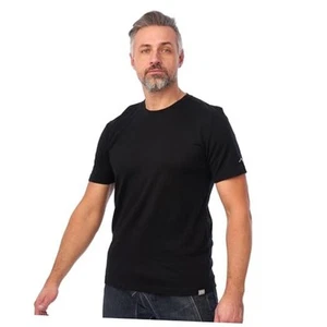 Merino Wool T-Shirt Mens - Short Sleeve Merino Wool Shirts Large 'Grey Black - Picture 1 of 7