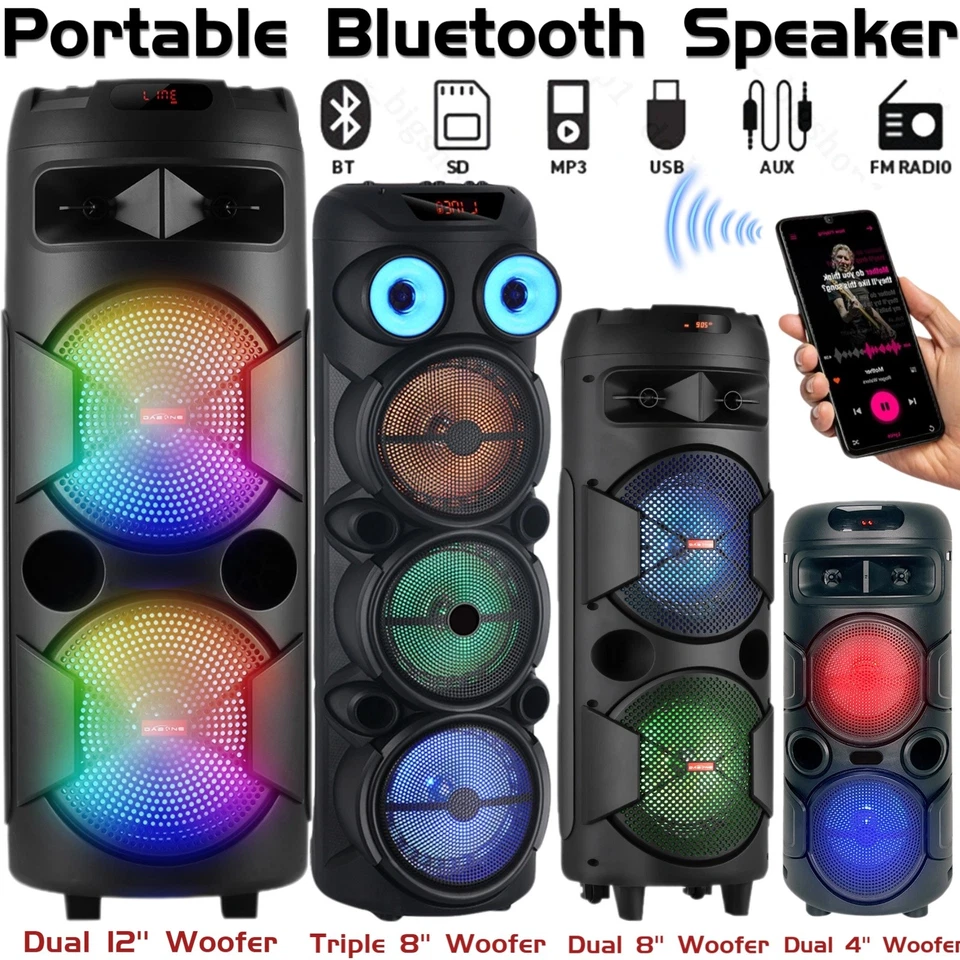 Altavoz Bluetooth Portátil Fuerte Doble Subwoofer Fiesta Bajo Pesado Sistema de Sonido Foto 1 de 1