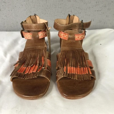Bed Stu Shoes Womens Size 6 Brown Leather Fringe Gladiator Sandals Zip - Image 1 of 4