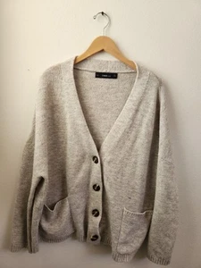 Zara Knit Cardigan Sweater Women's Button Front Gray Size Small - Picture 1 of 9