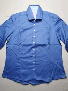 BROOK TAVERNER Women Size 12R Aspen Cotton Rich Blouse (NEW) Long Sleeve Blue - Picture 1 of 18