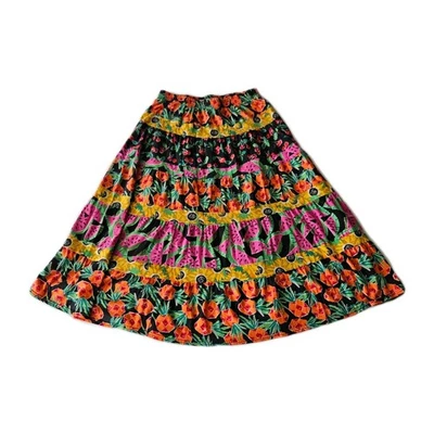 Falda Midi De Colección Carole Pequeña Fruta Tropical Artística Colorida Verano Algodón L Foto 1 de 4