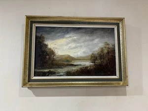 Ölkunstwerk Winterlandschaft 20. Jahrhundert mit dem Titel "Nach Sonnenuntergang" J K WITTON - Bild 1 von 6