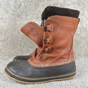 LL BEAN Snow Duck Boots Womens Sz 9 Tumbled Leather Pac Maple Brown Felt Lining - Picture 1 of 8