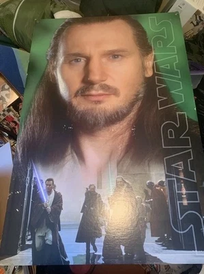 Póster de cartón vintage de la película Star Wars 1999 episodio 1 Darth Maul Qui-Gon Jinn Foto 1 de 2