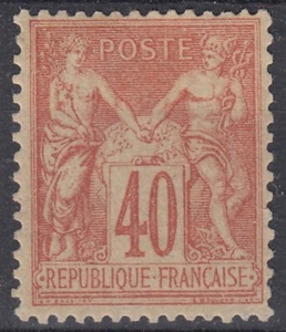 BRIEFMARKE FRANKREICH SAGE 40c ORANGE NR. 94 NEU * GUMMI SPUR SCHARNIER - BEWERTUNG 175 € - Bild 1 von 2