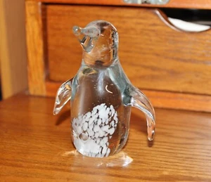 PENQUIN BRIEFBESCHWERER VINTAGE BUBBLES KLARGLAS APP 3 3/4 ZOLL HOCH SEHR SCHÖN - Bild 1 von 4