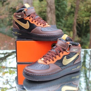 Nike Air Force 1 Mid ID 2006 Men’s Size 9 Brown Orange Gold Custom 314884-991 - Picture 1 of 21