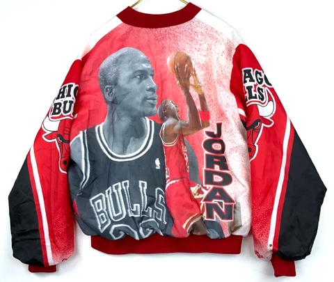 Vintage Michael Jordan Chicago Bulls  Chalkline Fanimation Jacket XL Nba Red 90s Cover
