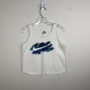 Camiseta sin mangas vintage Nike para mujer S blanca con retro colores frescos hecha en EE. UU. - Imagen 1 de 6