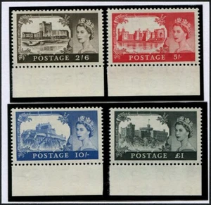1958 1st DE LA RUE 2/6d - £1 SG 536a/39a JUEGO DE CUATRO U/M, TODO MARGINAL INFERIOR... - Imagen 1 de 1