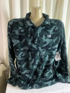 Men Colosseum Outdoors Size XXL Sherpa 1/4 Zip Lined Pullover Jacket Green Camo - Picture 1 of 9