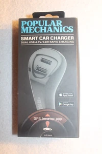 Popular Mechanics Smart Car Charger Dual USB Rapid Charging GPS Locator App - Picture 1 of 4