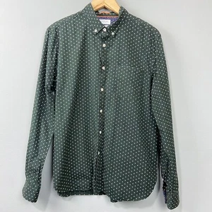 Cactus Man Button Down Shirt Long Sleeve Slim Fit XL Green Polka Dot Preppy Twee - Picture 1 of 12