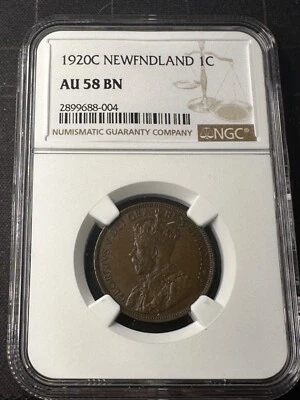 1920 Newfoundland Large Cent AU 58 - Key Date - Image 1 of 3