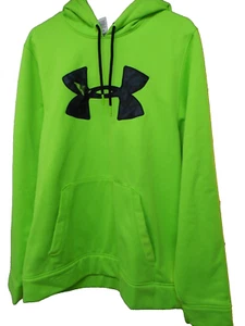 UNDER ARMOUR FLUORESCENT GREEN PULLOVER Hooded LONG SLEEVE SWEATSHIRT MED LOOSE - Imagen 1 de 2