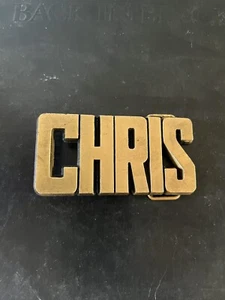 - Vintage 1980’s Brass Colored Belt Buckle Chris Name - Picture 1 of 4