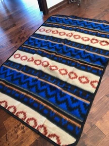 Southwestern Blanket Reversible Earth Tones Acrylic 59” X 83” Mexico - Bild 1 von 6