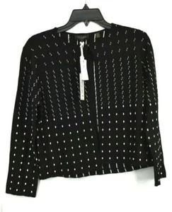Ted Baker London Women Black Open Front Polka Dots Pleated Nalila Sweater 2 $195 - Picture 1 of 9