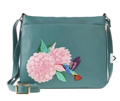 Bandolera Anuschka de cuero bordado con cremallera Foto 1 de 4