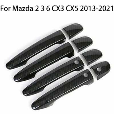 For Mazda 2 3 6 CX3 CX5 2013-2021 Carbon Fiber LHD Car Door Handle Covers Trim - Image 1 of 4