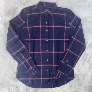 UNTUCKit Women's Mavrodaphne Button Front Flannel Shirt Size 0 Blue Windowpane - Picture 1 of 6