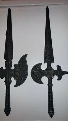 Juego De Colección De Dos Espadas Monarca Montaje En Pared 24 1/2" Metal Negro  Foto 1 de 4