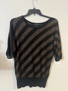 Rock & Republic Retro Long Metallic Top Size L 3/4 Sleeve - Picture 1 of 6