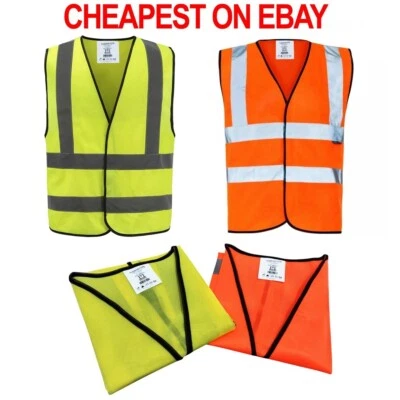 Yellow / Orange Hi Vis Vest High Vis Visibility Reflective Waistcoat Work Safety - Image 1 of 4
