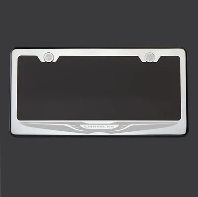 Mirror Chrome Chrysler Logo Laser Etched 304 Stainless Steel License Plate Frame - Image 1 of 4