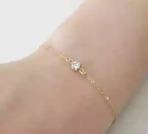 1Ct Round Cut Lab Created Diamond Women's Chain Bracelet 14K Yellow Gold Plated - Picture 1 of 5