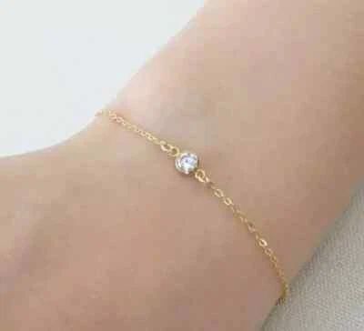 1Ct Round Cut Lab Created Diamond Women's Chain Bracelet 14K Yellow Gold Plated - Image 1 of 4