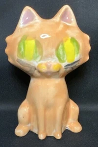 Art Pottery Ceramic Kitten Cat Hand Painted 4.5" Eyes Pet Knick Knack Shelf Deco - Picture 1 of 10