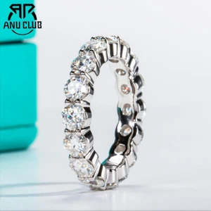 5cttw Moissanite Wedding Band D Color VVS1 Eternity Rings 14K White Gold Plated - Picture 1 of 11
