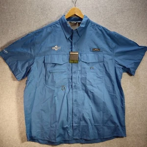 Eddie Bauer Mens Cotton Fishing Shirt Sz 2XL Blue Vented Button Up Outdoor - Picture 1 of 9