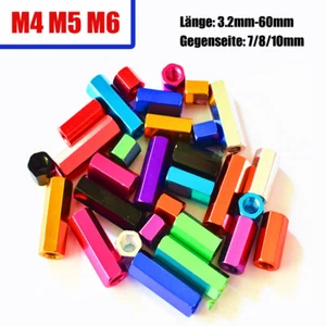 M4 M5 M6 Farbe Sechskantmuttern Aluminiumlegierung Gewindehülsen Langmuttern - Picture 1 of 13