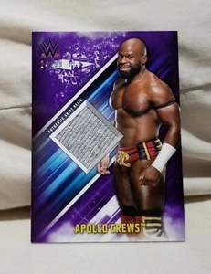 Apollo Crews 2019 Topps WWE Smackdown Live Purple Shirt Card #SR-AC #d 24/99 - Picture 1 of 2