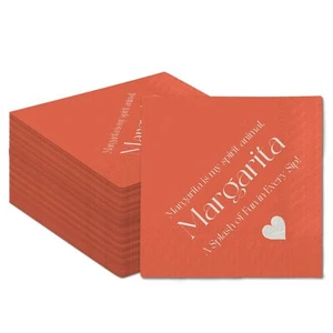 qiqee Margaret Cocktail Napkins 5x5in Orange Disposable 120 Count - Picture 1 of 7