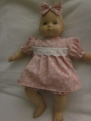 Bitty Baby doll clothes/16 inch/pink dress w/white flowers/bloomers/headband