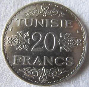 Pièce Tunisienne en argent massif de 20 FRANCS de 1353 (1935) - Picture 1 of 2