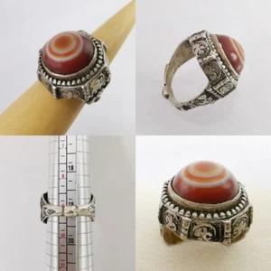 Antiguo anillo de plata Sulemani rojo ojo piedra de ágata Sulimani antigua #492 - Imagen 1 de 8